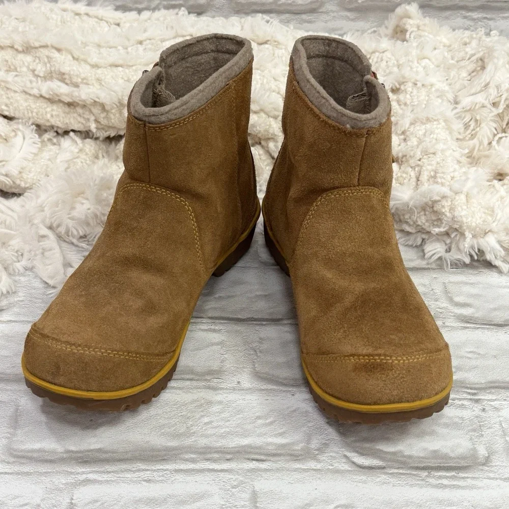 Sorel Suede Leather Boots Wool Lined Waterproof Lug Sole Ankle Work Boots Sz 9